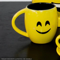 Caneca De Cerâmica Linha Diverticon 300ml Ceraflame Gourmet Amarela/Preto FELICIDADE - comprar online