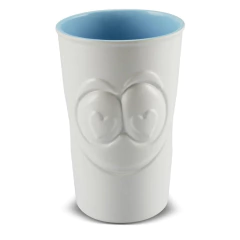 Copo De Cerâmica 500ml Zé In Love Mondoceram Branco Fosco/Azul Bebe