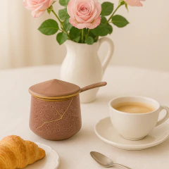 Açucareiro Brisa Ouro Ceraflame Gourmet 200g C/ Colher Rosa Orgânico - comprar online