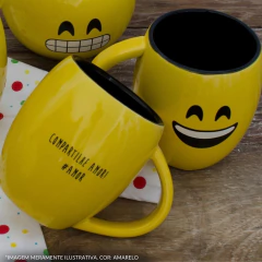 Caneca De Cerâmica Linha Diverticon 300ml Ceraflame Gourmet Amarela/Preto FELICIDADE na internet