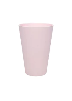 copo de fibra de bambu redondo com a base menor que a boca rosa claro