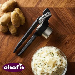 Espremedor Amassador Batata Inox Profissional Preto Chefn - Manufakt