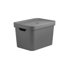Caixa Organizadora Cube M 18 Litros C/ Tampa Chumbo