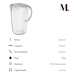 Jarra Luna De Plástico 2 Litros Vitra Transparente OU - comprar online
