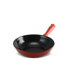 frigideira de cerâmica lisa pomodoro / vermelha com o interior preto