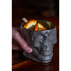 Copo De Cerâmica Para Drinks Caveira Old Skull Grafite Ceraflame Decor - loja online