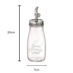 galheteiro de vidro, com bico inox e com as medidas