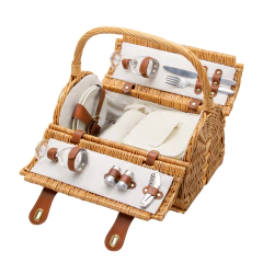 Cesta De Piquenique Para 02 Pessoas Marrom Claro Oxford na internet