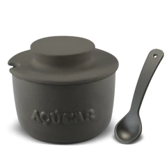 Açucareiro de cerâmica grafite com colher, ideal para mesa de café, marca ceraflame, cor grafite