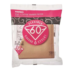 Pacote de filtros de papel Hario V60 natural com a cor marrom, 100 unidades, tamanho 02.