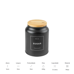 Pote Sugar 1,5L Sense Preto OU - comprar online