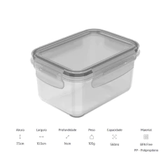 Pote Organizador De Geladeira/Marmita Click Retangular 560ml OU - comprar online