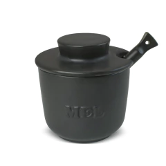 Pote De Mel/Meleira De Cerâmica 250 gr C/ Colher Boleadora Ceraflame Gourmet Grafite