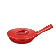 frigideira de cerâmica pomodoro / vermelho com o cabo liso e tampa de cerâmica