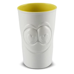 Copo De Cerâmica 500ml Zé In Love Mondoceram Branco Fosco/Amarelo Pirulito