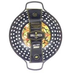 Assadeira Wok Antiaderente Para Grelhar Na Churrasqueira 28 Cm Preto Prana