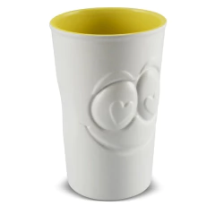Copo De Cerâmica 500ml Zé In Love Mondoceram Branco Fosco/Amarelo Pirulito - comprar online