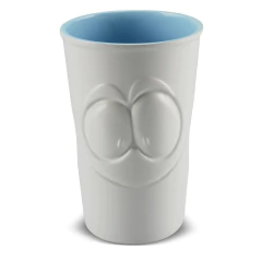 Copo De Cerâmica 500ml Zé Rostress Ceraflame Gourmet Branco Fosco/Azul Bebe