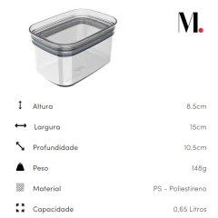 Pote Hermético Organizador Block Retangular 650ml Transparente OU na internet