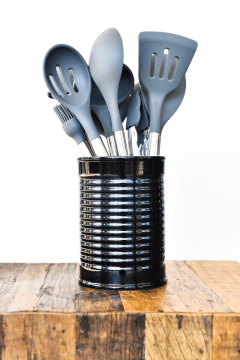 Colher De Silicone Vazada 33,5cm Cool Grey/Cabo Inox Oxford - loja online