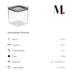 Pote Hermético Organizador Ou 2,3L Linha Block OU - comprar online