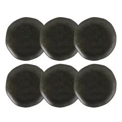 conjunto de seis pratos de formato orgânico de cerâmica preto Onyx
