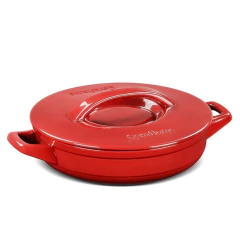 frigideira de cerâmica pomodoro / vermelha com alças e tampa de cerâmica