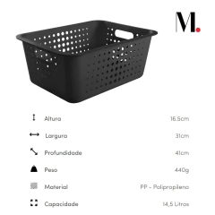 Cesta Organizadora G 14,5 Litros Preto OU na internet