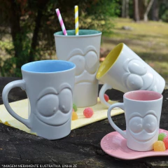 Caneca De Cerâmica 70ml Zé Tolerância Ceraflame Gourmet Branco Fosco/Azul Bebe - comprar online