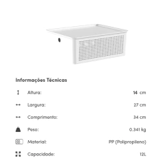 Cesto Flow C/ Tampa 34x27x14cm 12L Branco OU - comprar online