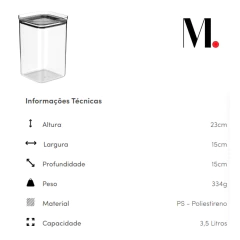 Pote Hermético Organizador 3,5L Linha Block OU - comprar online