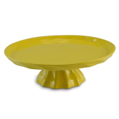 Prato P/ Bolo (Boleira) De Cerâmica Ceraflame Gourmet Twist Amarelo