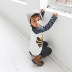 Camiseta Manga Longa Noeser Billy Branca/Amarela - 62/68 cm - comprar online