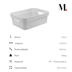 Caixa Organizadora Cube M 10,5 Litros Branco na internet