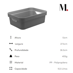 Caixa Organizadora Cube M 10,5 Litros Chumbo na internet