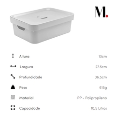 Caixa Organizadora Cube M 10,5 Litros C/ Tampa Branco na internet