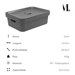 Caixa Organizadora Cube M 10,5 Litros C/ Tampa Chumbo na internet