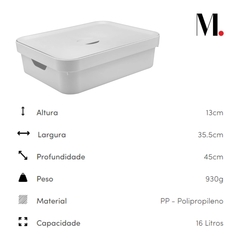 Caixa Organizadora Cube G Baixa 16 Litros C/ Tampa Branco na internet