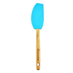 Espátula De Silicone C/ Cabo de Madeira De Bamboo Azul KitchenAid