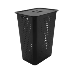 Cesta De Roupas Com Tampa 47 Litros Preto OU