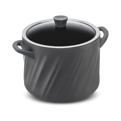 caçarola de cerâmica grafite com alças meia/lua e tampa de vidro temperado com pegador de cerâmica, marca ceraflame