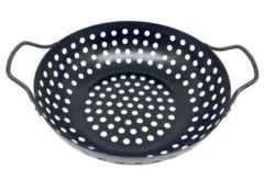 Assadeira Wok Antiaderente Para Grelhar Na Churrasqueira 28 Cm Preto Prana na internet