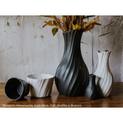 Vaso De Cerâmica Godê 32cm Grafite Ceraflame Decor na internet