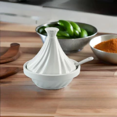 Mini Tagine Saleiro Twist De Cerâmica Ceraflame Gourmet Branco - comprar online