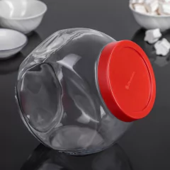 Pote Baleiro De Vidro C/ Tampa Vermelha 2L Pasabahçe - comprar online