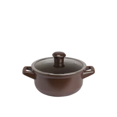 Panela de cerâmica Ceraflame Duo 18cm 1500ml na cor chocolate com tampa de vidro.