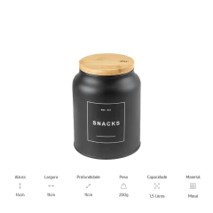 Pote Snacks 1,5L Sense Preto OU - comprar online