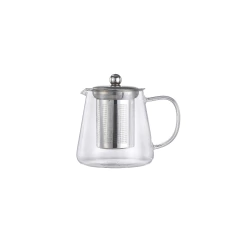 Chaleira de chá de 750ml em borosilicato com filtro inox, ideal para preparar chás.