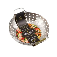 Assadeira Wok Para Grelhar Na Churrasqueira 28Cm Cinza Prana