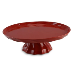 Prato P/ Bolo (Boleira) De Cerâmica Ceraflame Gourmet Twist Vermelho